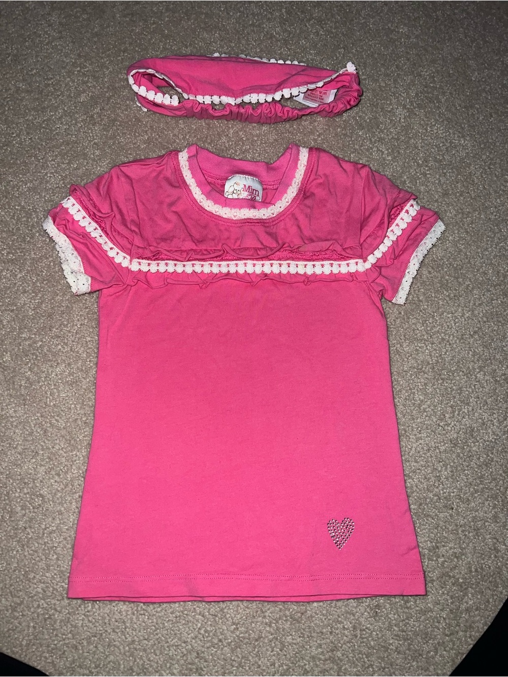MIM PI Pink Short Sleeve Tee with Headband 104 4 Boutique NWOT